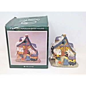 Pacific Rim 6" Porcelain Ghost House 61821 white black cat fast shipping